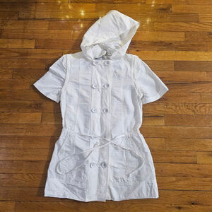 Adam Lippes White Short Sleeve Hooded Jacket Size Small